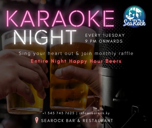 Karaoke Night at SeaRock - guests at the mic in the warm-lit lounge