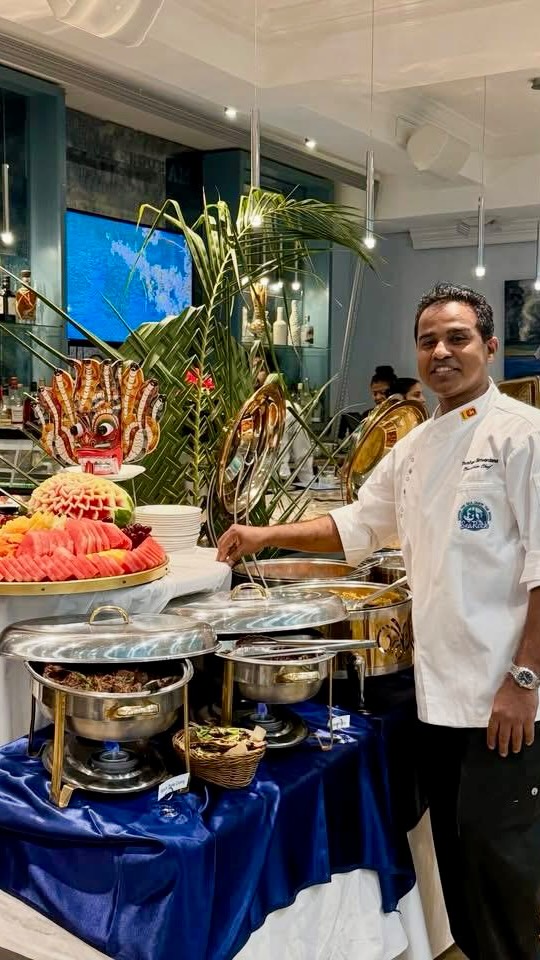 A SeaRock seafood and fresh-fruit platter - the island, plated