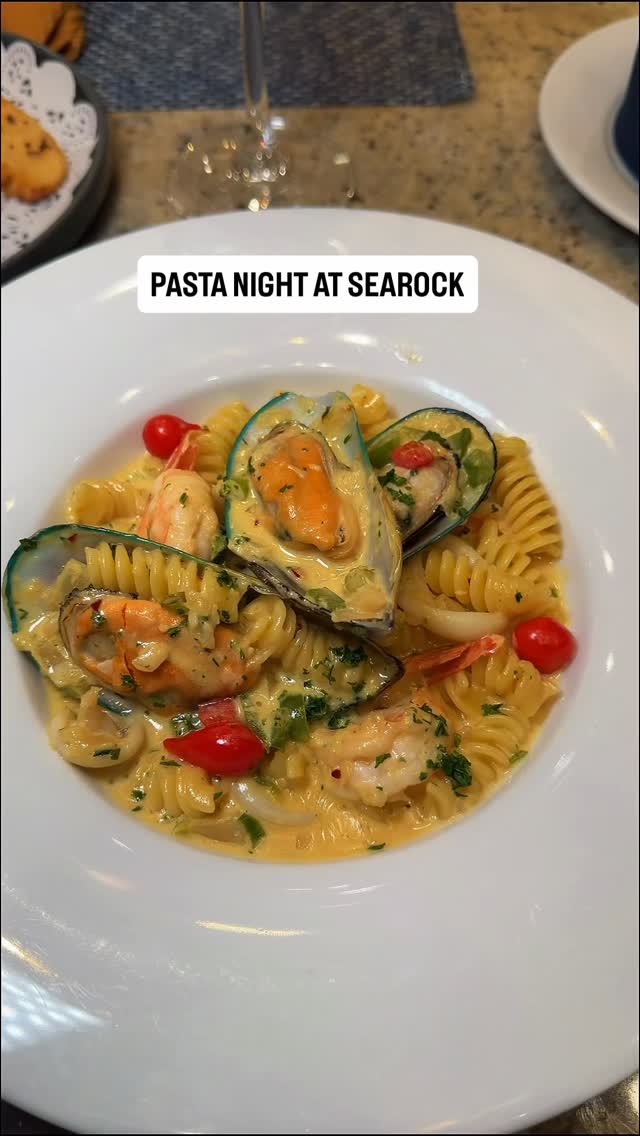Shrimp linguine with cherry tomatoes - a SeaRock pasta special